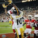 Santonio Holmes Autographed 16x20 Catch From Behind Photo- JSA Authenticated