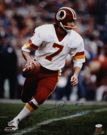 Joe Theismann Autographed 16x20 Looking To Pass Photo- JSA Authenticated