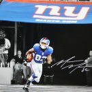 Mario Manningham Autographed 16x20 NY B/W & Color Photo- JSA Authenticated