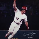 Pete Rose Autographed 16x20 1980 WS Champs Pointing Photo- JSA Authenticated