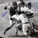 Carlton Fisk Autographed 16x20 B&W Fighting Photo- JSA Authenticated