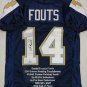Dan Fouts Signed / Autographed Blue Stat Jersey- JSA Authenticated