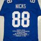 Hakeem Nicks Signed / Autographed Blue Stat Jersey- JSA Authenticated