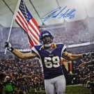 Jared Allen Autographed 16x20 Running With Flag Photo- JSA W Authenticated