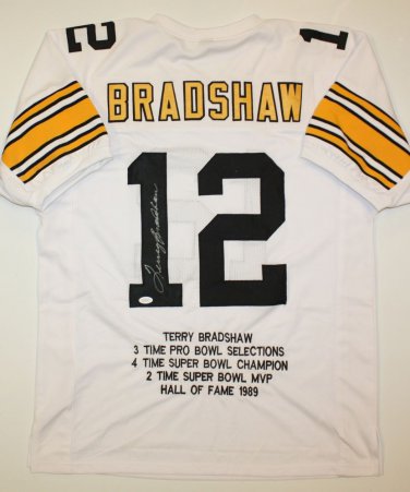 Terry Bradshaw Signed / Autographed White Stat Jersey- JSA Authenticated