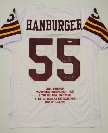 Chris Hanburger HOF Signed / Autographed White Stat Jersey- JSA W Authenticated
