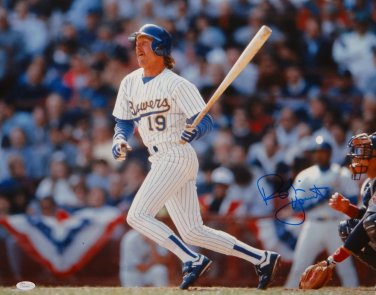 Robin Yount Autographed 16x20 Watching Hit Photo- JSA W Authenticated
