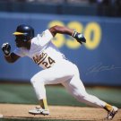 Rickey Henderson Autographed 16x20 Stealing Base Up Close Photo- JSA Auth