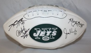Sack Exchange Autographed New York Jets Logo Football- JSA Authenticated