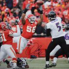 Derrick Johnson Autographed 16x20 Blocking Flacco Photo- JSA W Authenticated