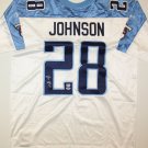 Chris Johnson Autographed White Reebok Tennessee Titans Jersey- JSA Auth