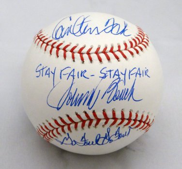 Johnny Bench & Carlton Fisk Autographed Rawlings OML Baseball- JSA Authenticated