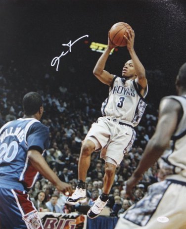 Allen Iverson Autographed 16x20 Georgetown Hoyas In Air Photo- JSA Authenticated
