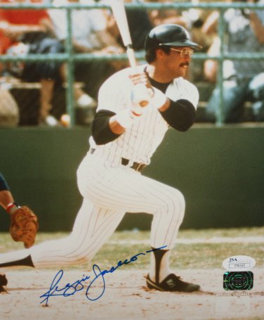 Reggie Jackson Autographed 8x10 Swinging Photo- JSA Authenticated