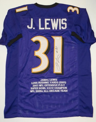 Jamal Lewis Signed / Autographed Purple Stat Jersey- JSA W Authenticated