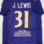 Jamal Lewis Signed / Autographed Purple Stat Jersey- JSA W Authenticated