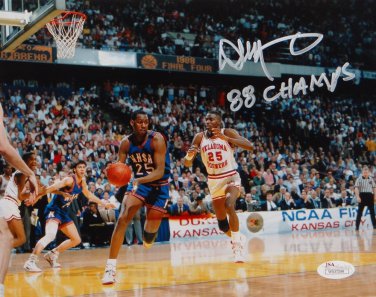 Danny Manning Autographed 8x10 KU Against OU Sooners Photo- JSA W Authenticated