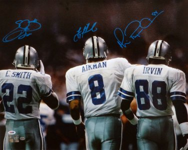 Aikman, Irvin & Smith Autographed 20x24 Triplets Canvas- PSA/DNA Authenticated