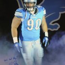 Ndamukong Suh Autographed 16x20 Front View Lions Insc Photo- JSA Authenticated