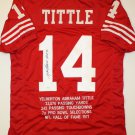 Y.A. Tittle Signed / Autographed Red Stat Jersey- JSA Authenticated
