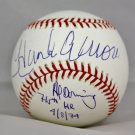 Hank Aaron & Al Downing Autographed Rawlings OML Baseball- Steiner Authenticated