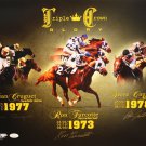 Cruguet, Turcotte & Cauthen Autographed 16x20 Triple Crown Glory Photo- JSA