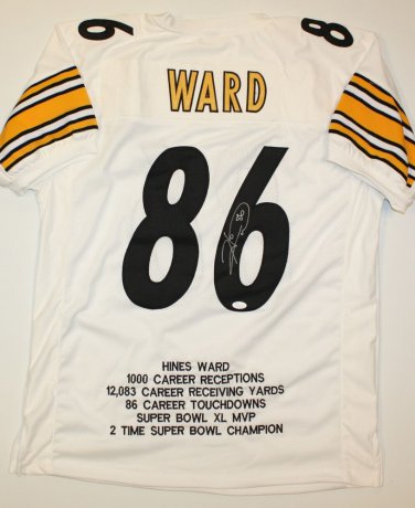 Hines Ward Signed / Autographed White Stat Jersey- JSA Authenticated