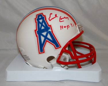 Earl Campbell Autographed White *Red Houston Oilers Mini Helmet- JSA Auth