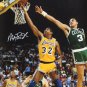 Magic Johnson Autographed 16x20 Lay Up Against Celtics Photo- JSA Authenticated