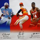 Campbell, Olajuwon & Ryan Autographed 20x24 Houston #34's Canvas- JSA W Auth