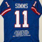 Phil Simms Signed / Autographed Blue Stat Jersey- Simms Hologram