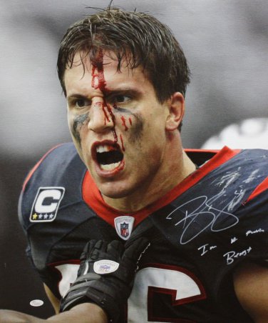 Brian Cushing Autographed 20x24 Bloody Face Beast (White) Canvas- JSA W Auth
