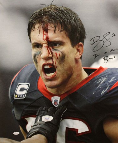 Brian Cushing Autographed 20x24 Bloody Face Beast (Blk) Canvas- JSA W Auth