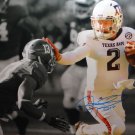 Johnny Manziel Autographed 16x20 B/W & Color Stiff Arm Photo- PSA/DNA Auth