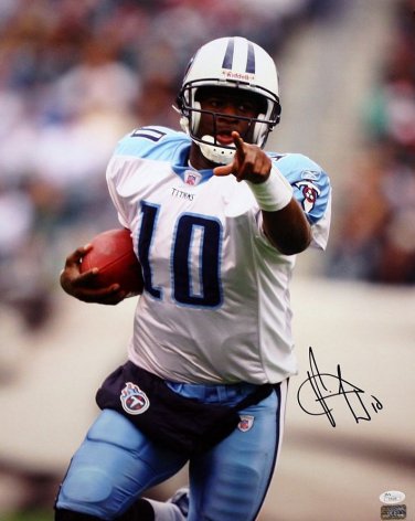 Vince Young Autographed 16x20 Titans Pointing Photo- JSA Authenticated