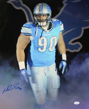 Ndamukong Suh Autographed 16x20 Front View Lions Photo- JSA Authenticated