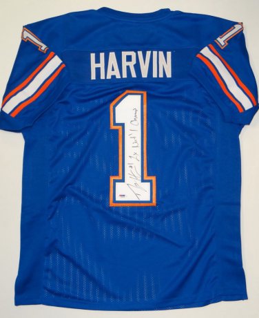 Percy Harvin 2x Nat'l Champ Signed / Autographed Blue Jersey- PSA/DNA Auth