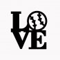 Love Baseball Softball 6" Black Vinyl Decal Sticker Laptop Wall Car Window iPad etc.