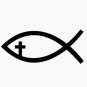 Jesus Fish Christian Cross 6" Black Vinyl Decal Sticker Laptop Wall Car Window iPad etc.