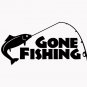 Gone Fishing 6" Black Vinyl Decal Sticker Laptop Wall Car Window iPad etc.