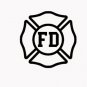 Fire Department Logo 6" Black Vinyl Decal Sticker Laptop Wall Car Window iPad etc.