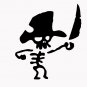 Cute Pirate Skull 6" Black Vinyl Decal Sticker Laptop Wall Car Window iPad etc.