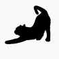 Cat Stretching 6" Black Vinyl Decal Sticker Laptop Wall Car Window iPad etc.