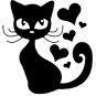 cat with hearts 6" Black Vinyl Decal Sticker Laptop Wall Car Window iPad etc.