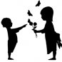 children friendship 6" Black Vinyl Decal Sticker Laptop Wall Car Window iPad etc.