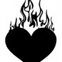 fire, heart, love, passion 6" Black Vinyl Decal Sticker Laptop Wall Car Window iPad etc.
