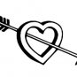 heart and arrow 6" Black Vinyl Decal Sticker Laptop Wall Car Window iPad etc.