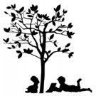 romantic boy and girl under tree 6" Black Vinyl Decal Sticker Laptop Wall Car iPad etc.