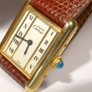 Ladies CARTIER 18K Vermeil Quartz Tank Watch with Roman Column Dial