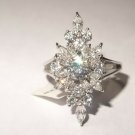 Vintage 18K WG Diamond Flower Ring w/ 1.40 cttw Diamonds Size 6